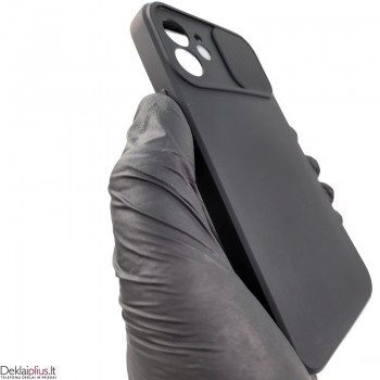 Švelnus guminis dėklas su kameros apsauga - juodas (telefonui Apple Iphone 12) Švelnus guminis dėklas su kameros apsauga - juodas (telefonui Apple Iphone 12)